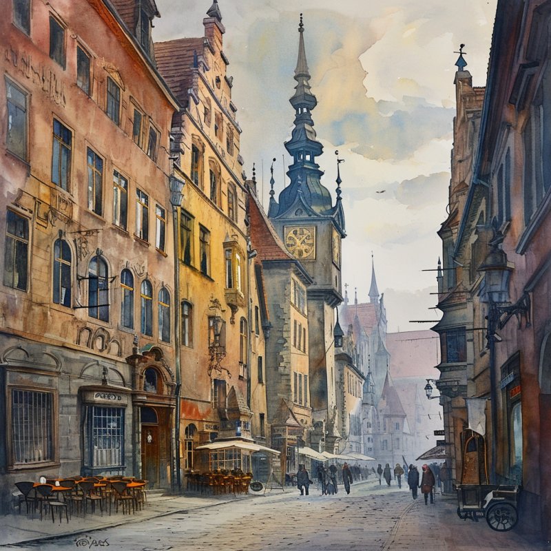 Akwarela: Wrocław 1920