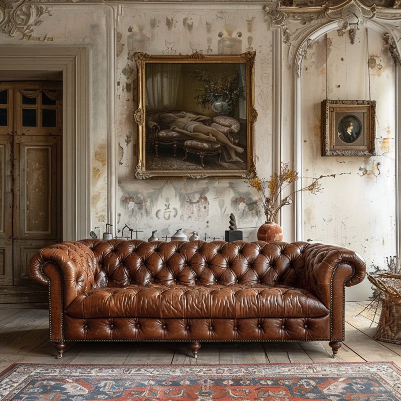 Wiktoriańska sofa Chesterfield z końca XIX wieku