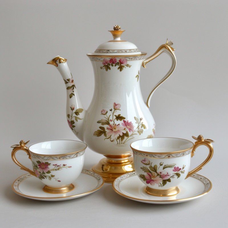 Porcelanowy zestaw do kawy z epoki Biedermeier