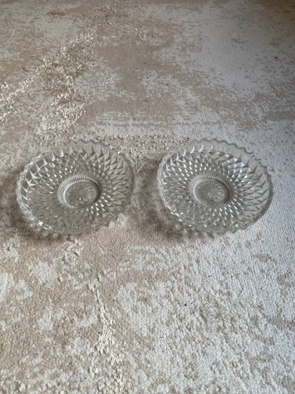 Kryształowe talerzyki deserowe z PRL zestaw 2 szt