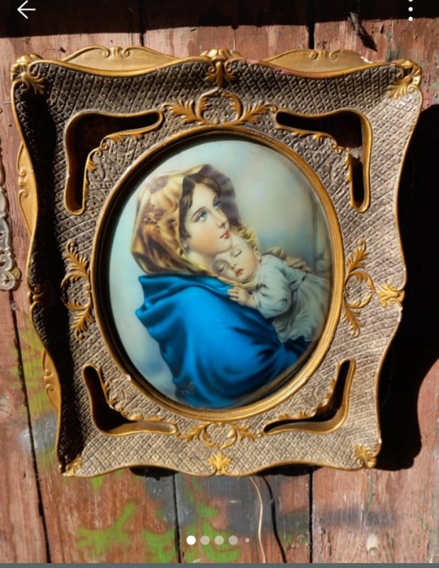 Obraz Madonna z Dzieciątkiem podświetlany w gipsow