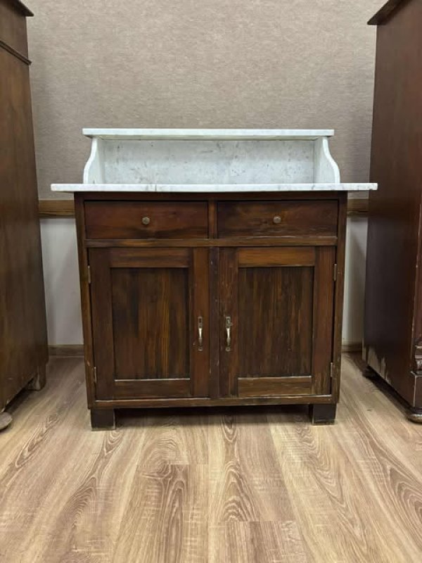 Drewniana Szafka Łazienkowa z Marmurowym Blatem