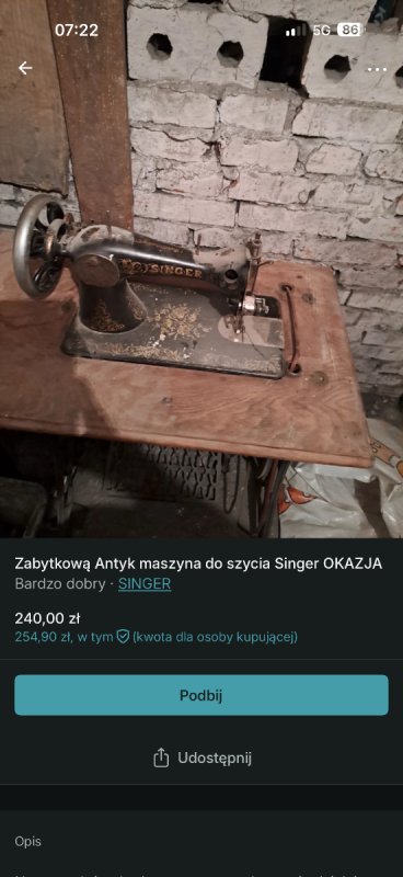 Sprzedam maszynę do szycia singer