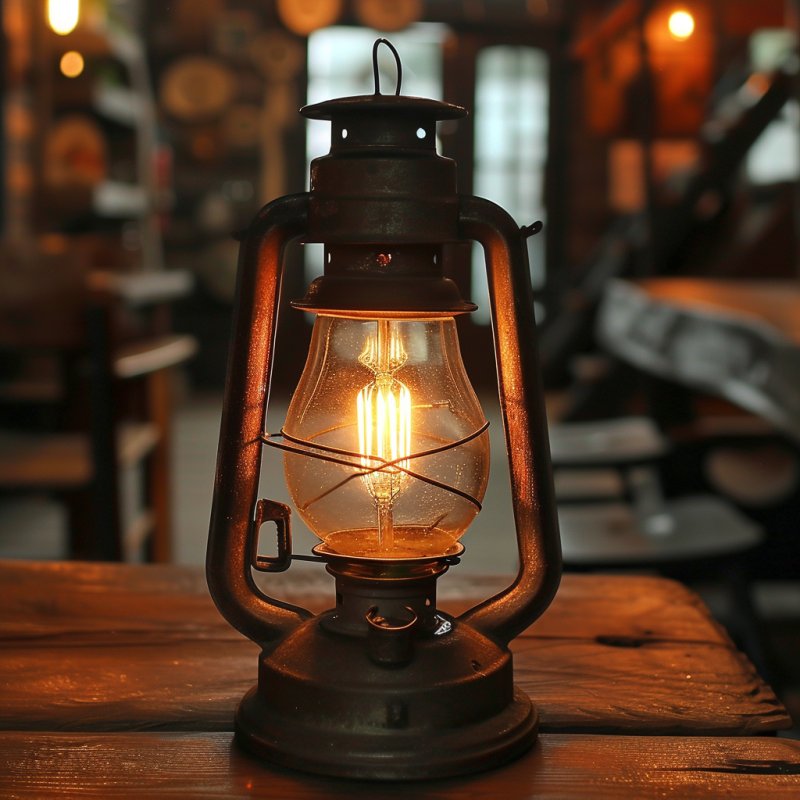 Lampa naftowa przekształcona na elektryczną z początku XX wieku