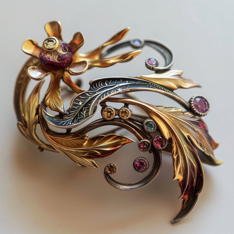 Broszka Art Nouveau z końca XIX wieku