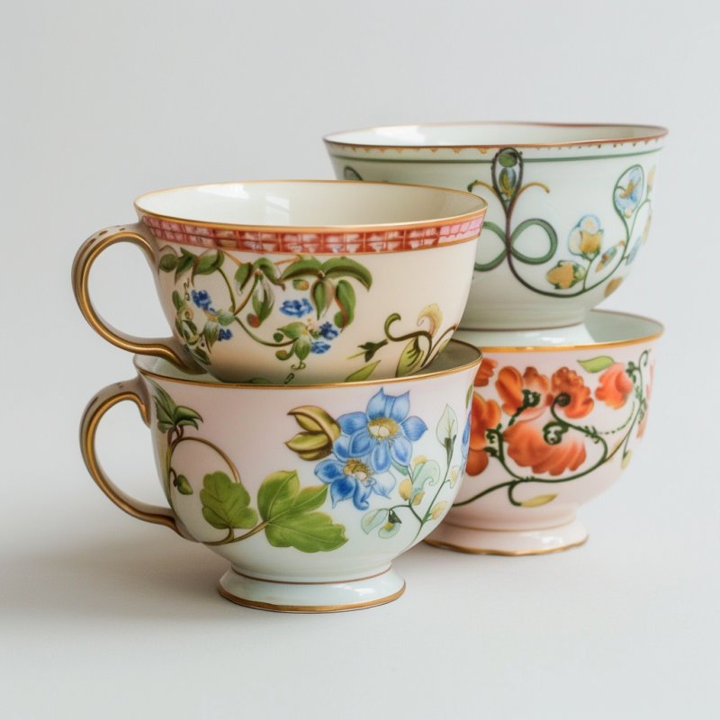 Zestaw filiżanek z porcelany Art Nouveau