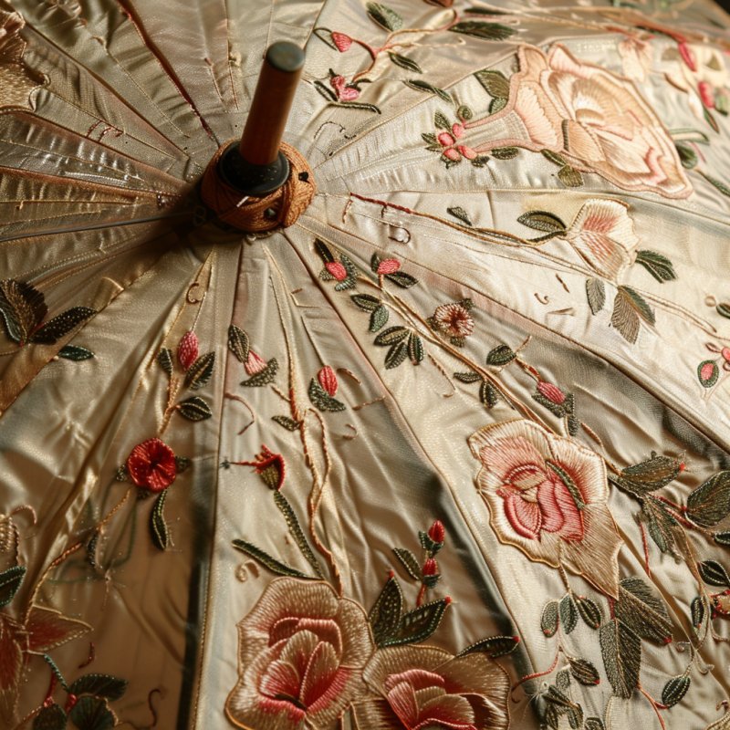Ręcznie haftowany parasol (XIX wiek) - 01