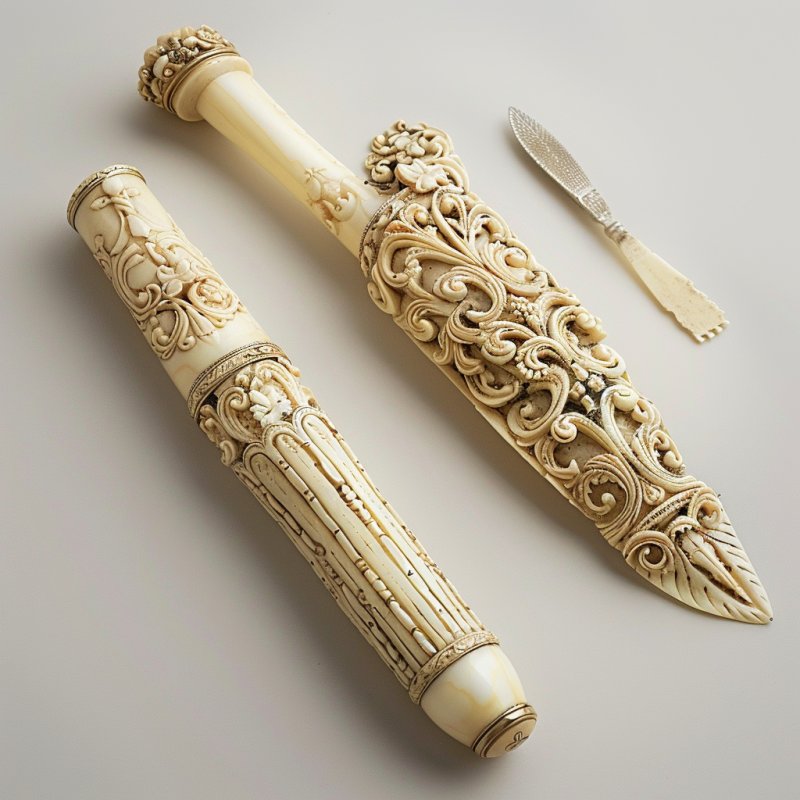 Elegancki zestaw do pisania z kości słoniowej z XIX wieku na sprzedaż - 01 Elegancki zestaw do pisania z kości słoniowej z XIX wieku na sprzedaż - 01