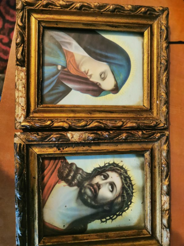 2 obrazki jezusa i maryji