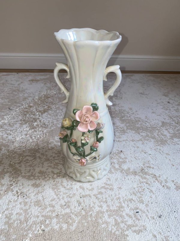 Zjawiskowy Wazon Porcelanowy Vintage z Różą