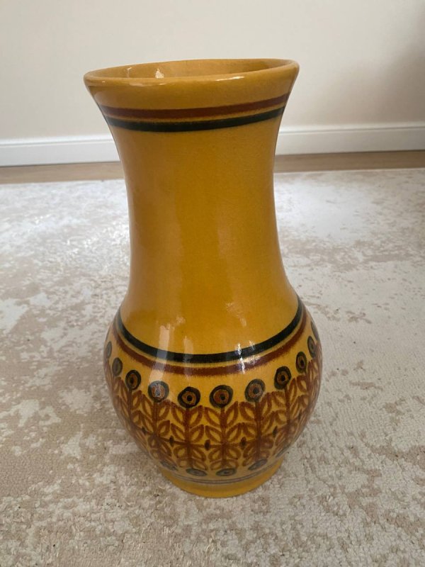 Szkliwiony Wazon Ceramiczny Rękodzieło Styl PRL