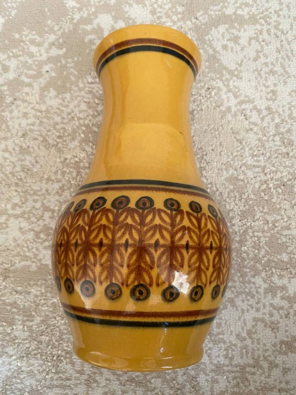 Szkliwiony Wazon Ceramiczny Rękodzieło Styl PRL - 01