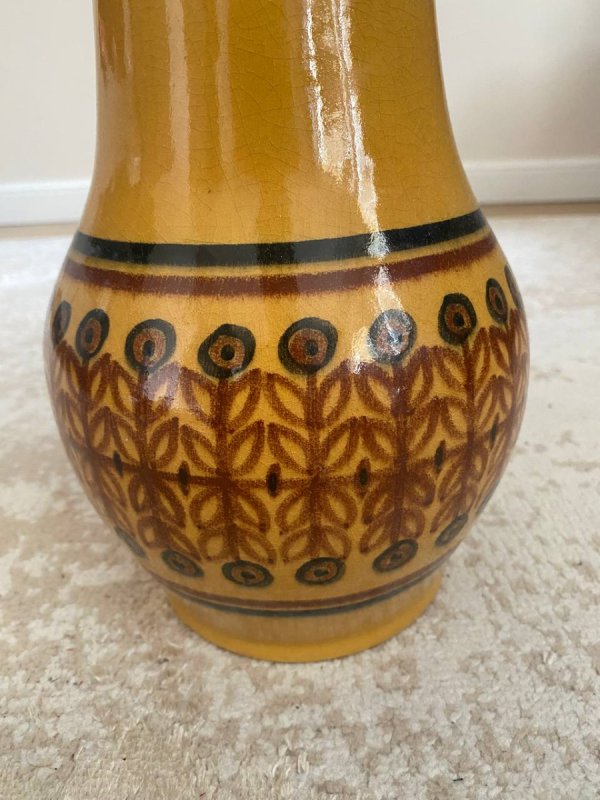 Szkliwiony Wazon Ceramiczny Rękodzieło Styl PRL - 02