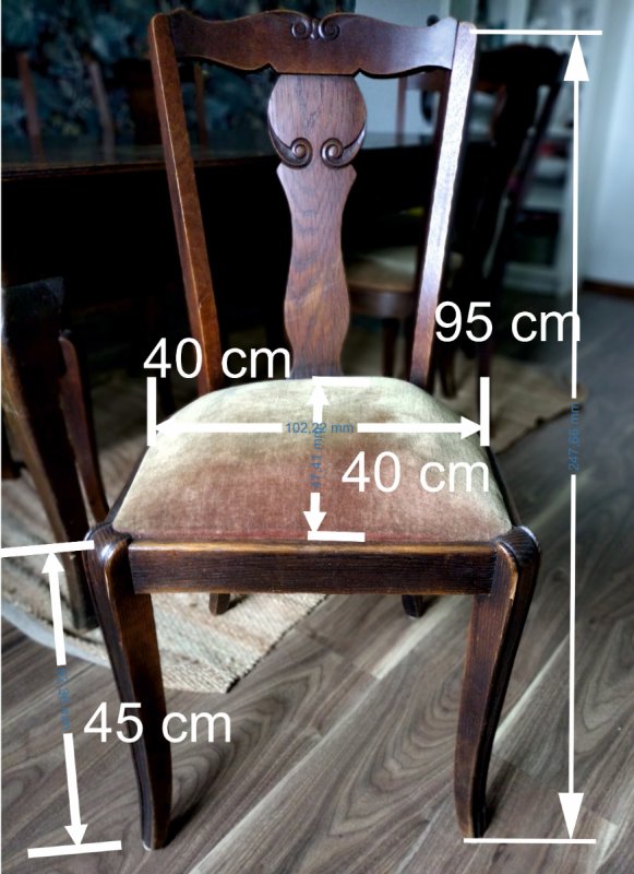 Stół rozkładany vintage + 6 krzeseł 250 cm