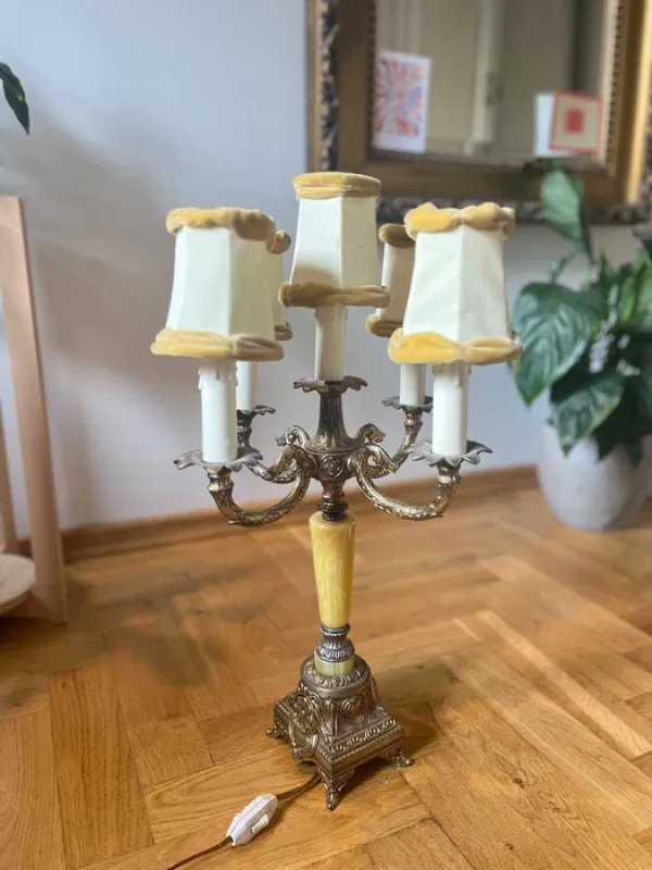 Mosiężna lampa unikat 5 żarówek
