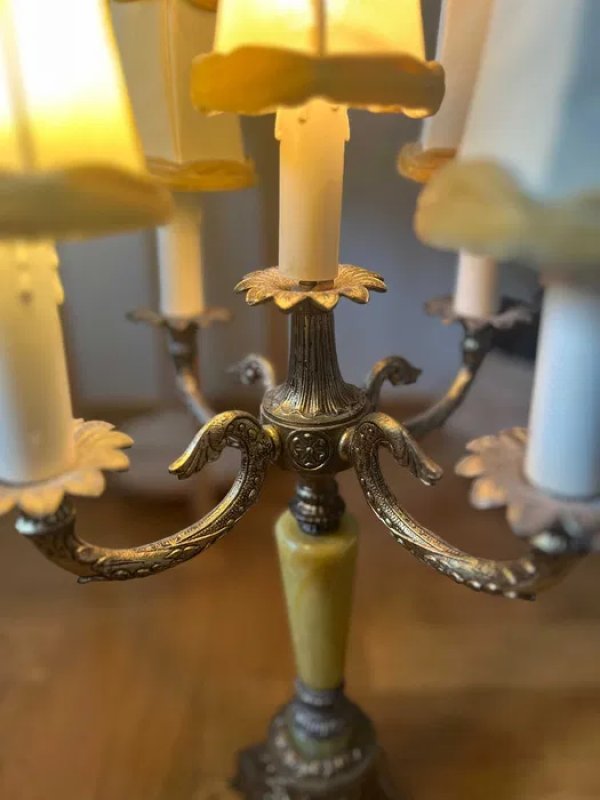Mosiężna lampa unikat 5 żarówek - 02