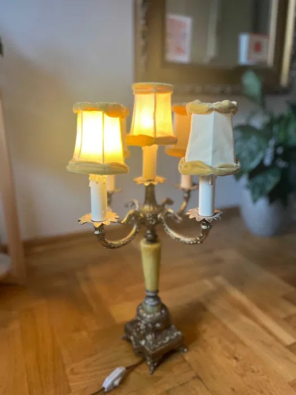 Mosiężna lampa unikat 5 żarówek - 03