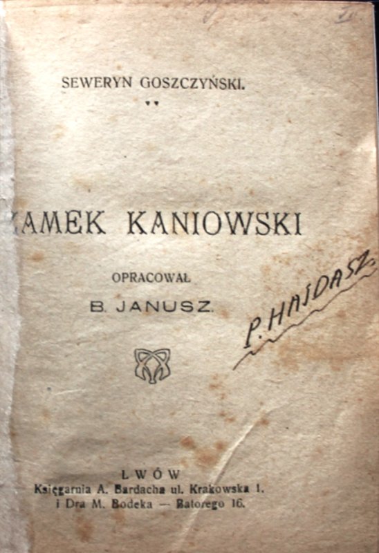 Poemat Zamek Kaniowski aut. Seweryn Goszczyńsk