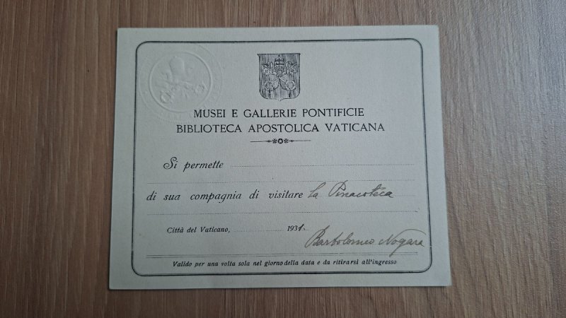 Przepustka do Muzeum Watykańskiego i Biblioteki