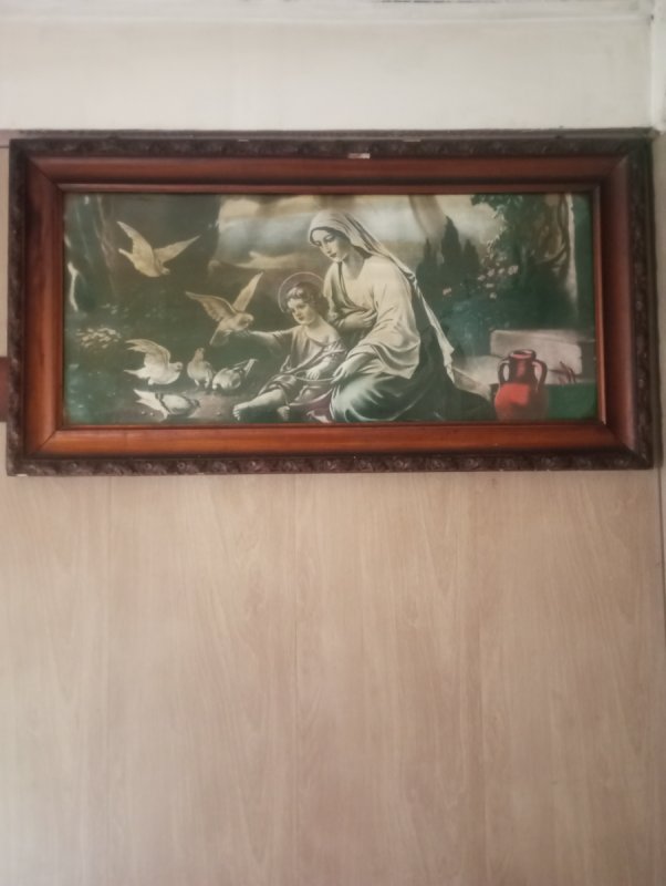 Obraz Maria z Jezusem i gołębie i wizerunek Adama