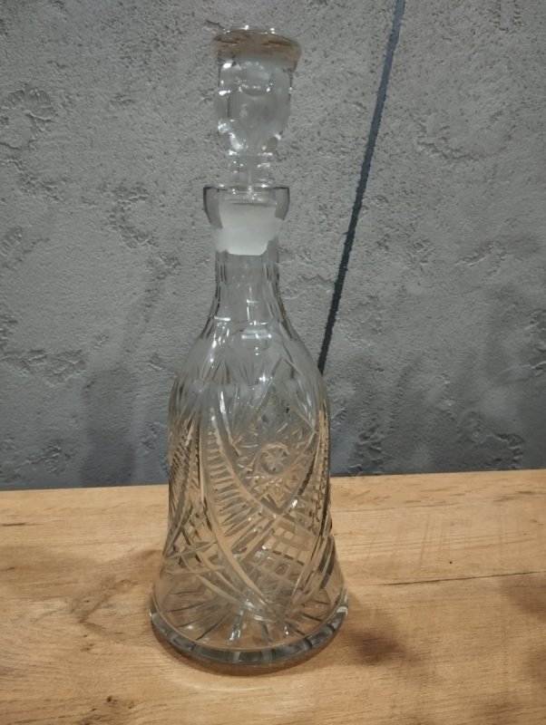 Zestaw kryształowy karafka z kieliszkami PRL - 03