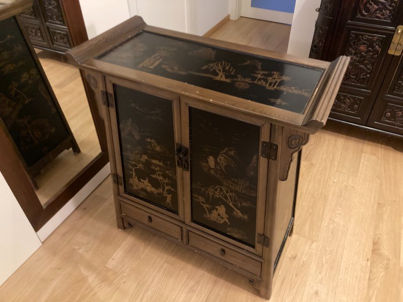 Orientalna komoda, drewniana, ręcznie robiona. - 01