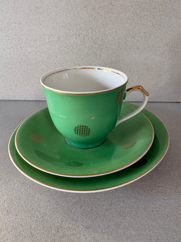 Ćmielów zestaw filiżanka, talerzyk i spodek