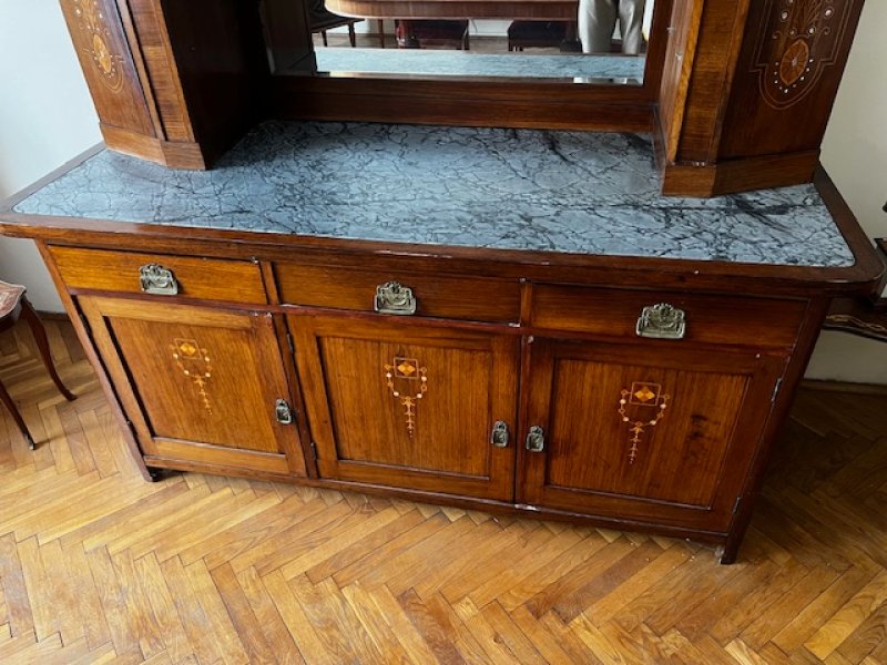 Zabytkowy kredens salonowy z intarsjami, ArtDeco - 02