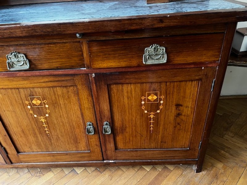 Zabytkowy kredens salonowy z intarsjami, ArtDeco - 03