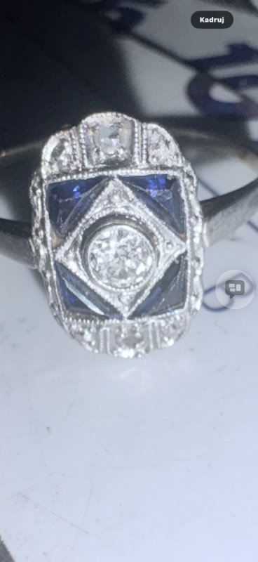 Pierścionek art deco naturalny diament