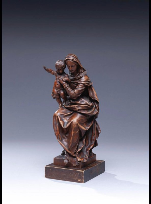 Stara drewniana figurka Madonna z Dzeciatkiem 1893