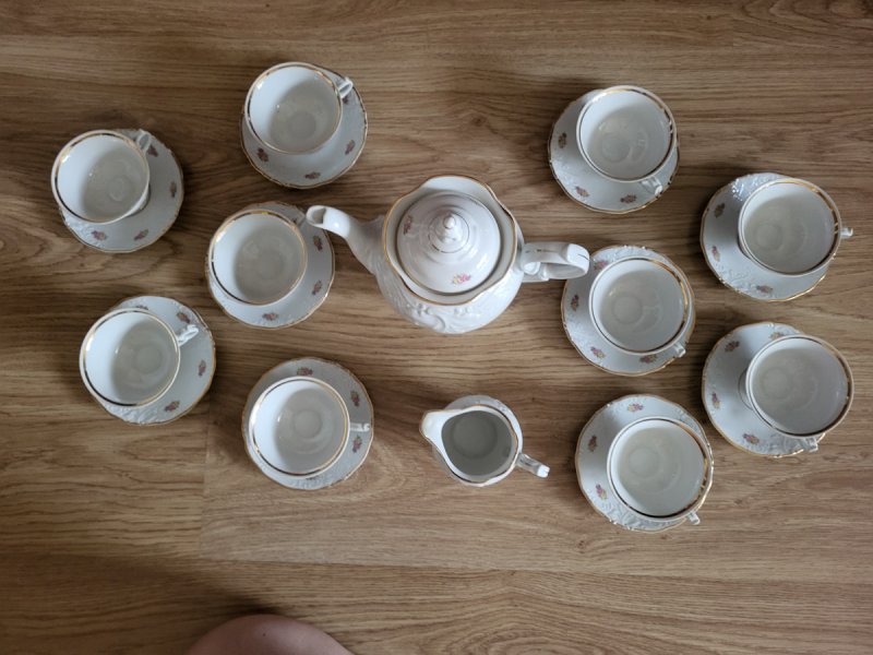 Porcelanowy serwis kawowy Wałbrzych, prl, 10 osób, - 01