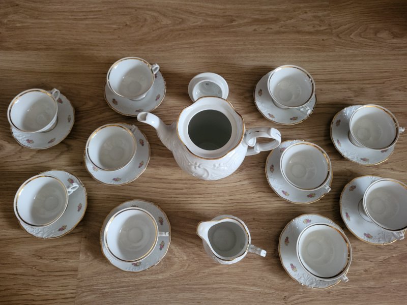 Porcelanowy serwis kawowy Wałbrzych, prl, 10 osób, - 03