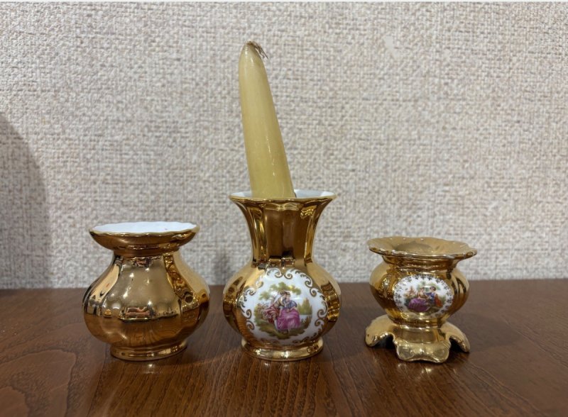 Retro PRL Wystawny Serwis 21el Porcelana Złoto 24k - 01