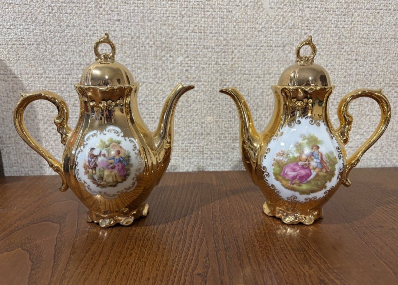 Retro PRL Wystawny Serwis 21el Porcelana Złoto 24k - 03