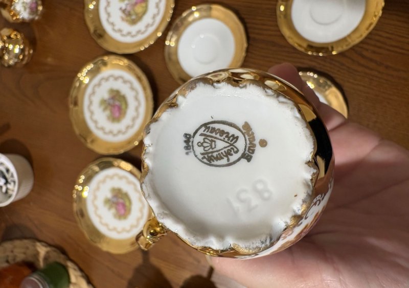 Retro PRL Wystawny Serwis 21el Porcelana Złoto 24k - 04
