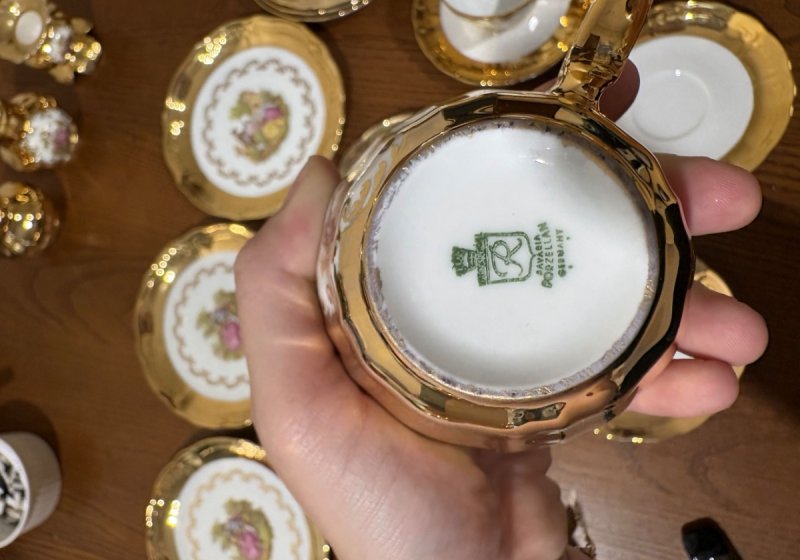 Retro PRL Wystawny Serwis 21el Porcelana Złoto 24k - 06
