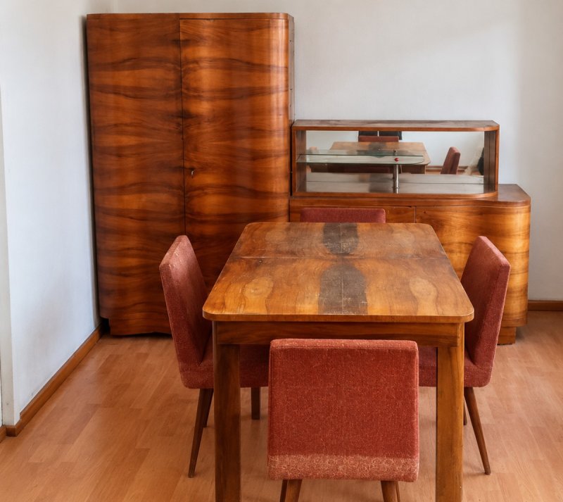 Komplet mebli Art Deco kredens, stół, szafa - 05