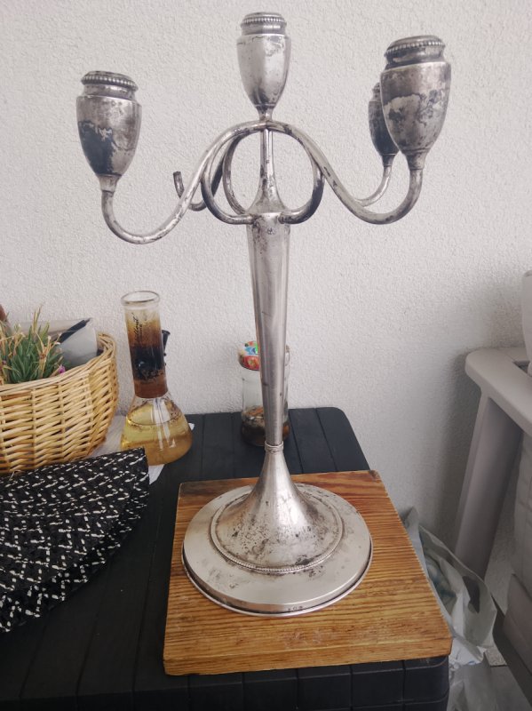 Świecznik srebrny około 1 kg 800 próba - 03